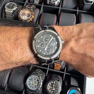 Bulova Marine Star Diamond Accent Two-Tone Watch with Black Mother-of-Pearl Dial